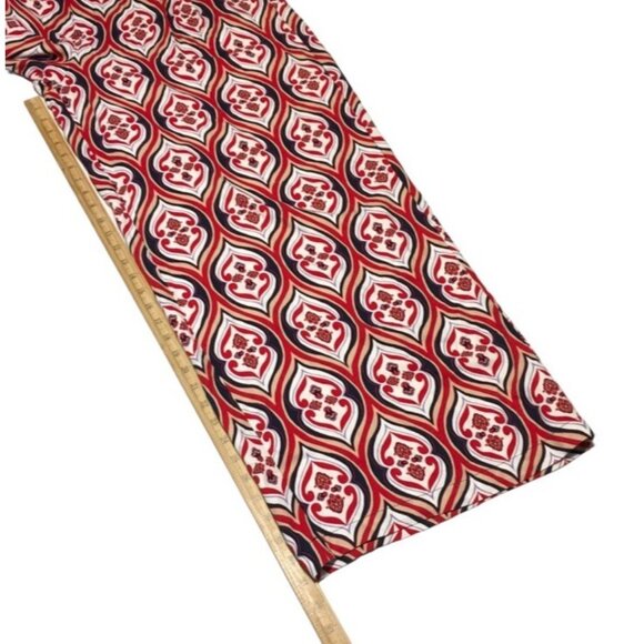 Liz Claiborne Wide Leg Pants Women Size 18 Flat Front Comfort Red Blue Geo Print - Picture 11 of 15